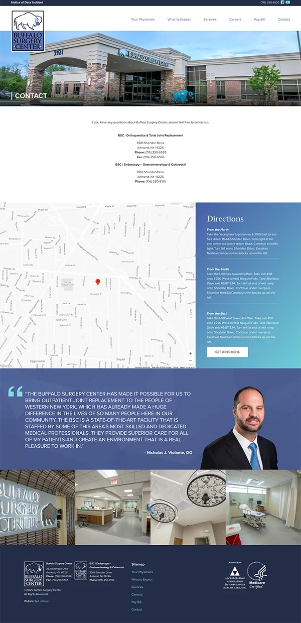 Buffalo Surgery Center Web Design | Healthcare Specialist Marketing