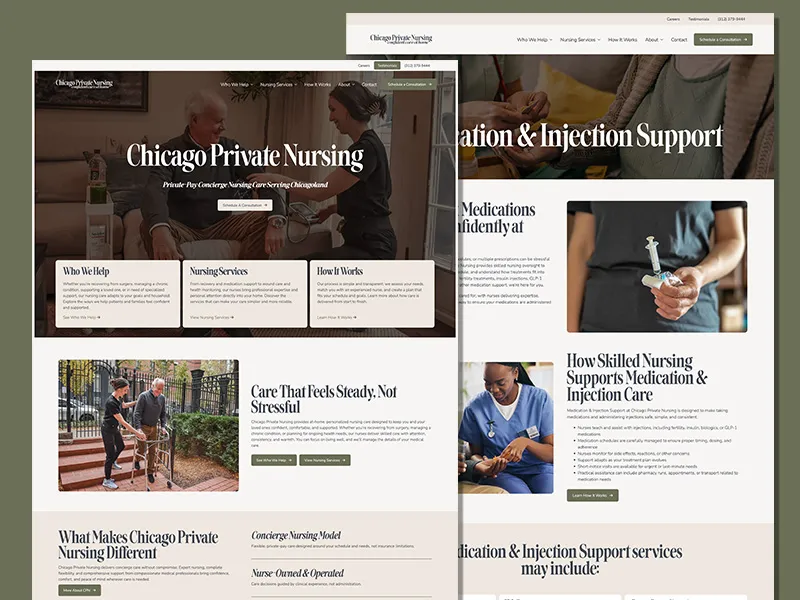 Chicago Private Nursing Website | Healthcare Website Design | Healthcare Marketing
