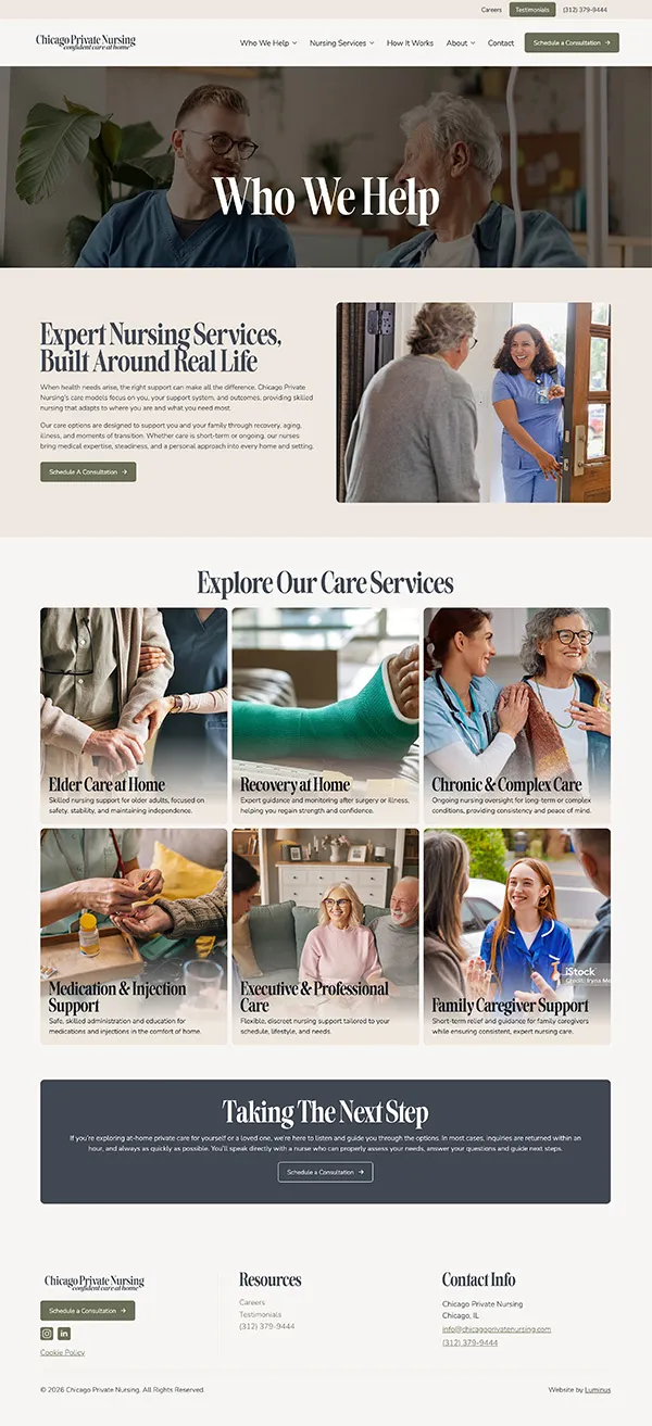 Chicago Private Nursing Website | Healthcare Website Design | Healthcare Practice Web Design