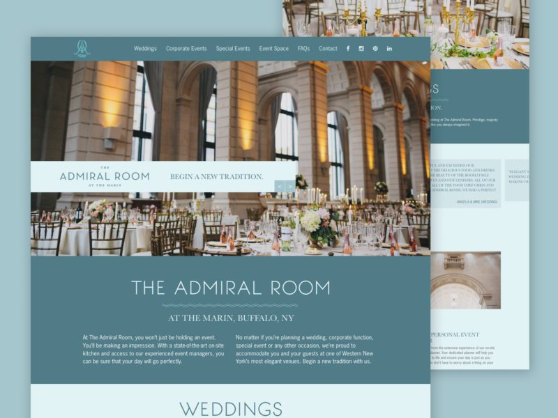 The Admiral Room Website Design | Real Estate Web Design | Venue Web Design