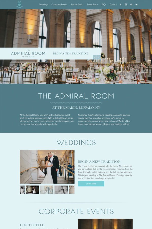 The Admiral Room Website Home Page | Real Estate Web Design | Venue Web Design
