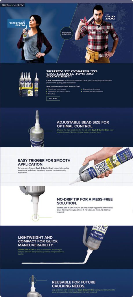 Building Materials Digital Marketing Campaign | Building Materials Marketing | Caulk & Gun In One Digital Campaign | Microsite Web Design | Landing Page