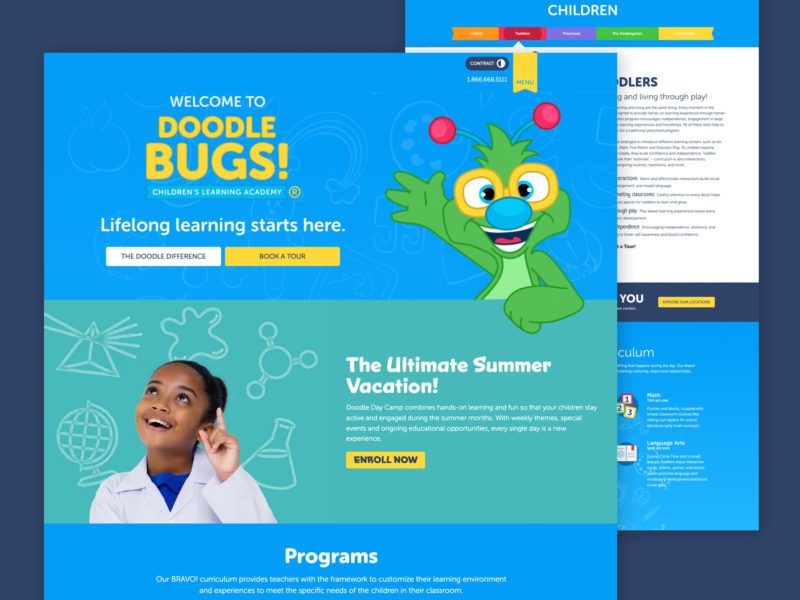 Doodle Bugs Child Care Website | Child Care Web Design | Child Care Marketing | Child Card Digital Marketing
