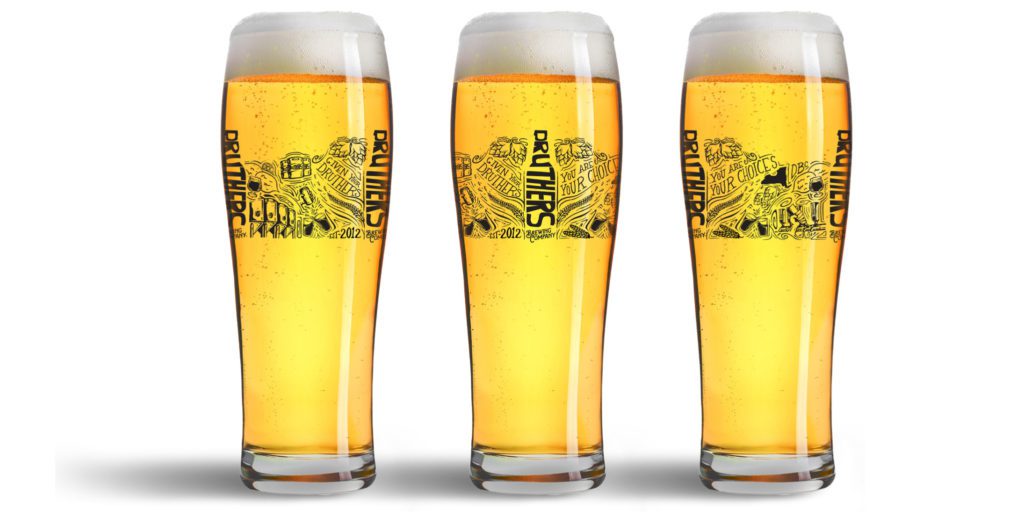 Druthers Brewery Glass Design Tall | Brewery Graphic Design | Brewery Branding