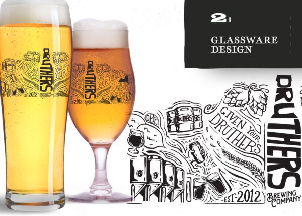 Druthers Brewery Brand Identity Glassware Design | Brewery Branding | Brewery Design