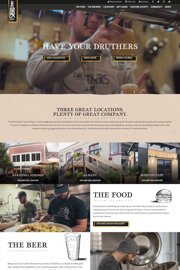 Druthers Brewery Homepage | Brewery Web Design