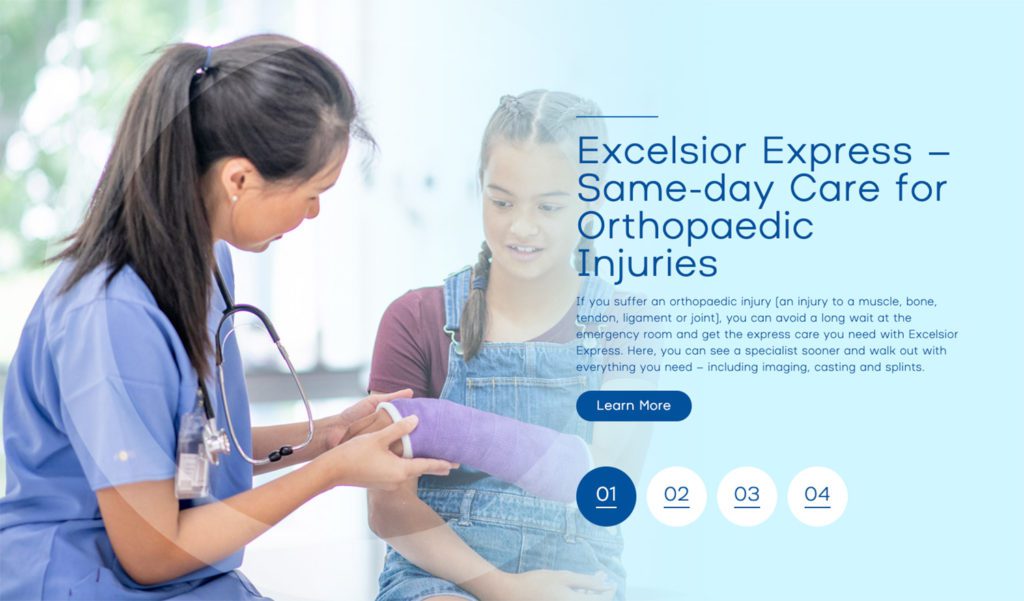 Excelsior Orthopaedics Feature Slider Module | Healthcare Web Design
