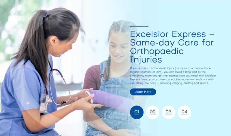 Excelsior Orthopaedics Feature Slider Module | Healthcare Web Design