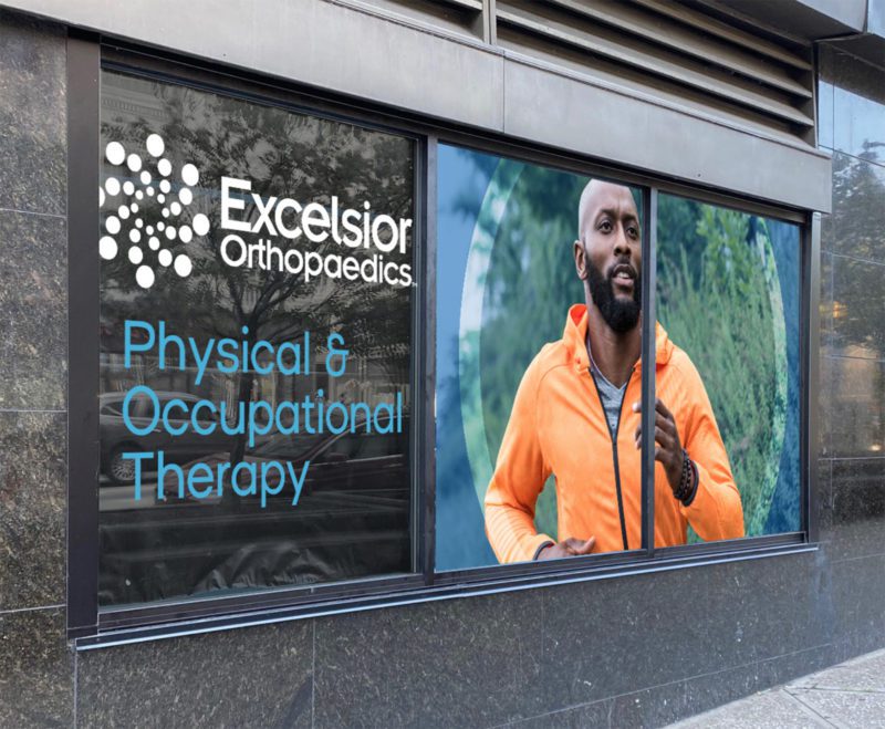 Excelsior Orthopaedics Window Vinyl Designs | Healthcare Graphic Design | Healthcare Branding