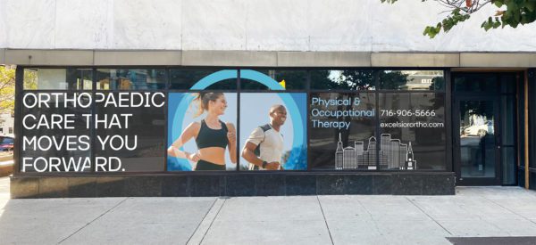 Excelsior Orthopaedics Window Vinyl Designs | Healthcare Graphic Design | Healthcare Branding