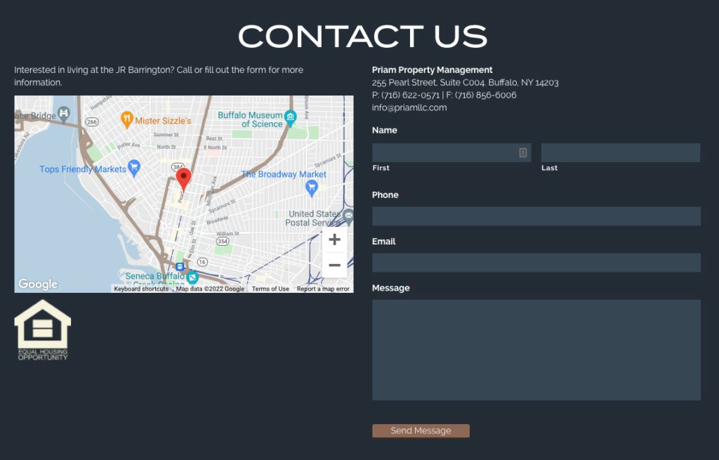 JR Barrington Website Contact Module | Real Estate Web Design | Property Web Design