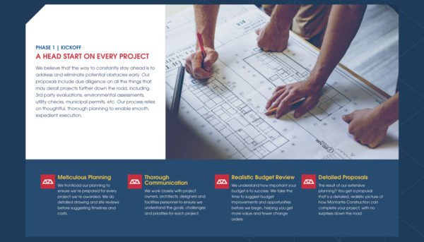 Montante Construction Website Process Step Module | Construction Web Design