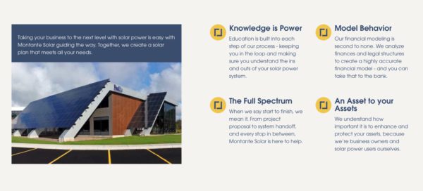 Montante Solar Website Benefits Module | Solar Web Design | Construction Web Design