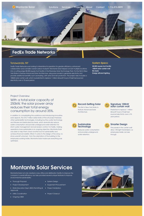 Montante Solar Website Project Page | Solar Web Design | Construction Web Design