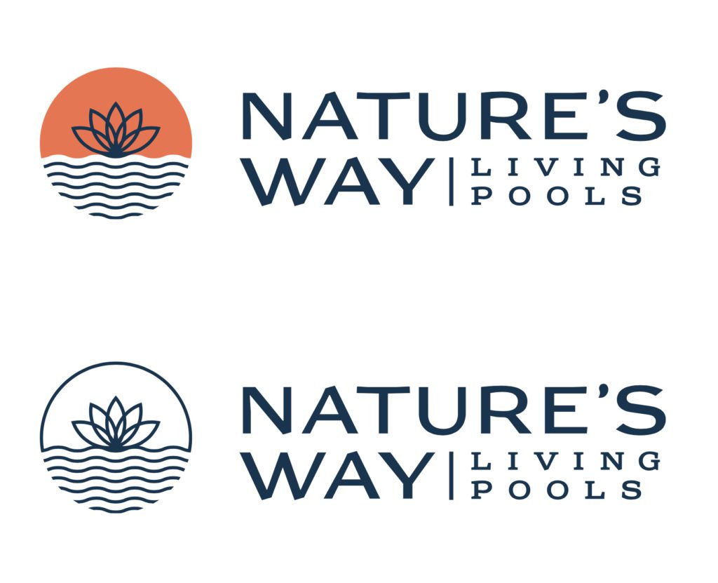 Nature's Way Living Pools Brand Identity Logo Design | Home Services Branding
