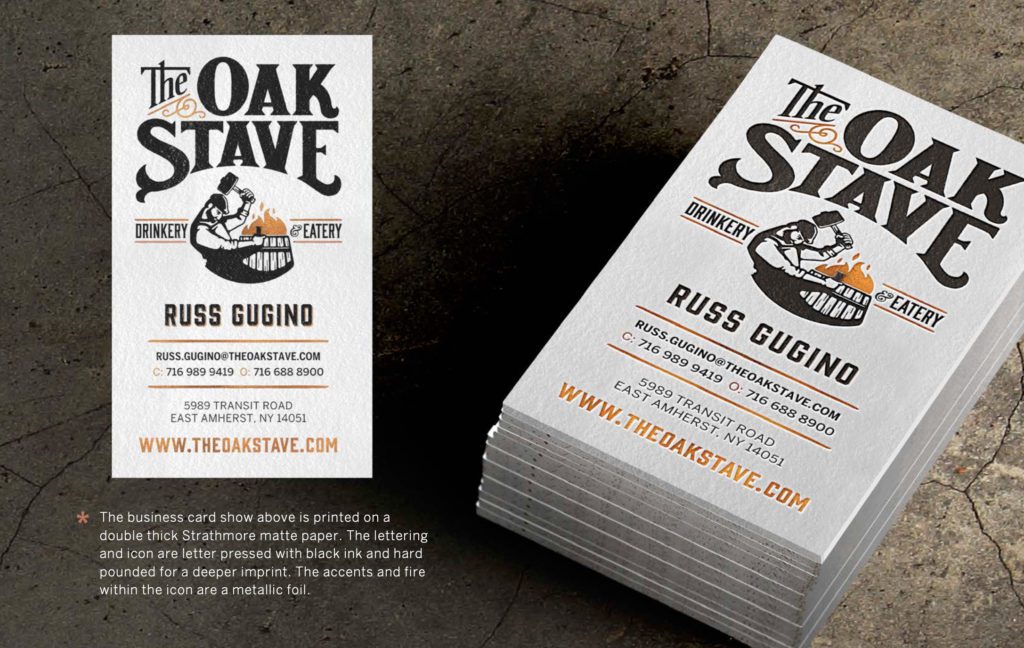 The Oak Stave Restaurant Brand Business Card Design | Restaurant Branding