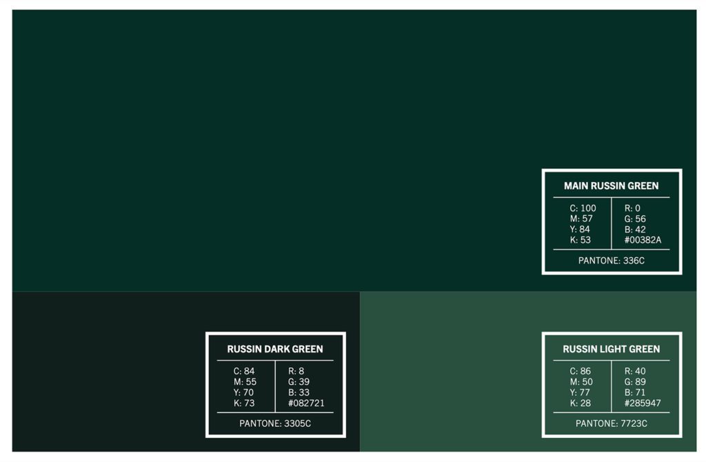Russin Brand Identity Color Palette | Building Materials Branding | Brand Design