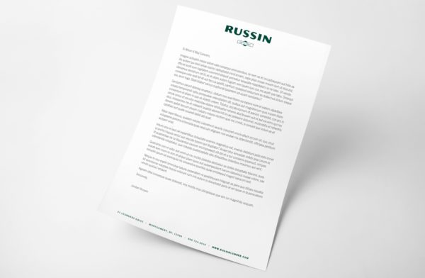 Russin Brand Identity Letterhead Design | Building Materials Branding | Brand Design