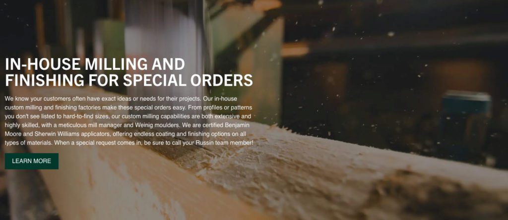 Russin Website Banner Module | Building Materials Web Design