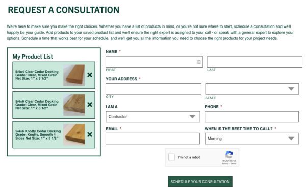 Russin Website Consultation Module | Building Materials Web Design