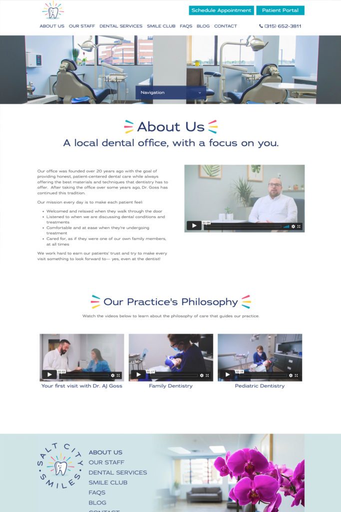 Salt City Smiles About Page Design | Dentistry Web Design | Dentist Website