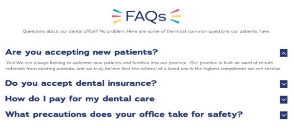 Salt City Smiles FAQs Module | Dentistry Web Design | Dentist Website