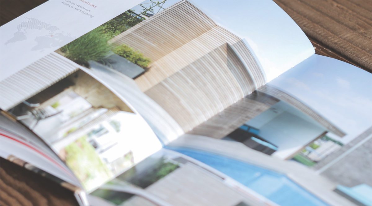 Thermory USA Photo Book Graphic Design | Building Materials Graphic Design