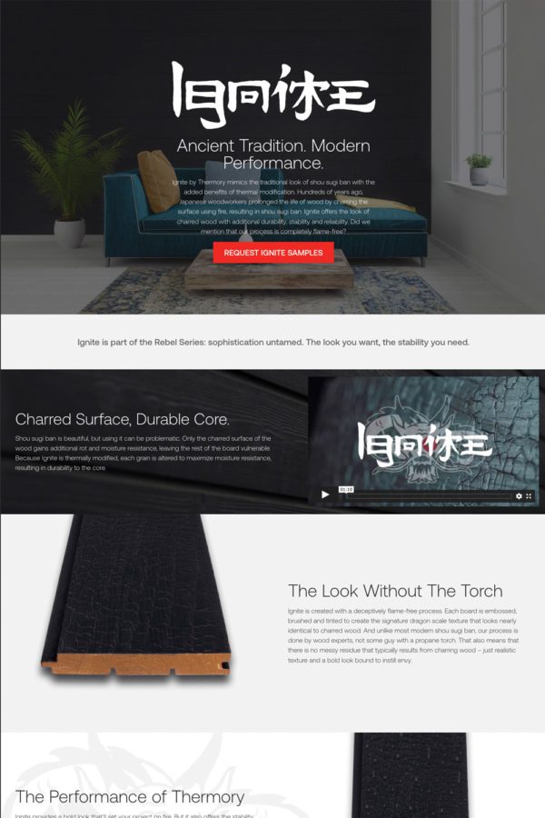 Thermory USA Website Brand Page | Building Materials Web Design