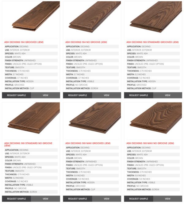 Thermory USA Website Products Module | Building Materials Web Design