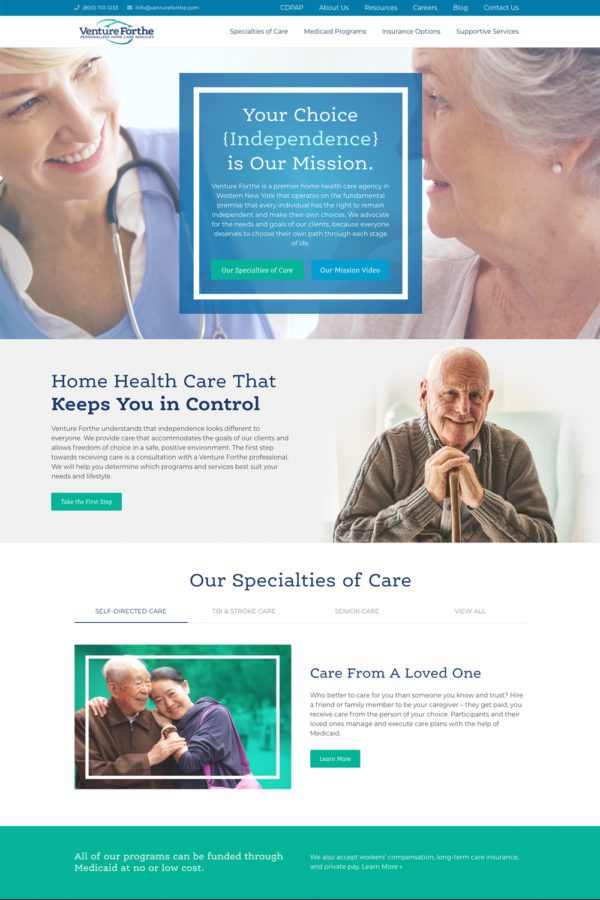 Venture Forthe Website Home Page | Healthcare Web Design
