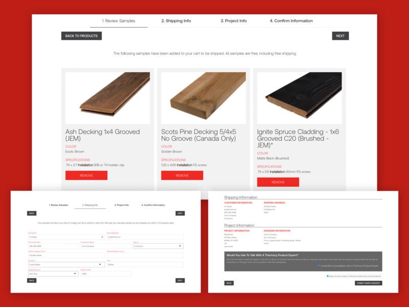 Thermory USA Request A Sample Tool | Building Materials Web Development | Building Materials Web Design | Building Materials Marketing
