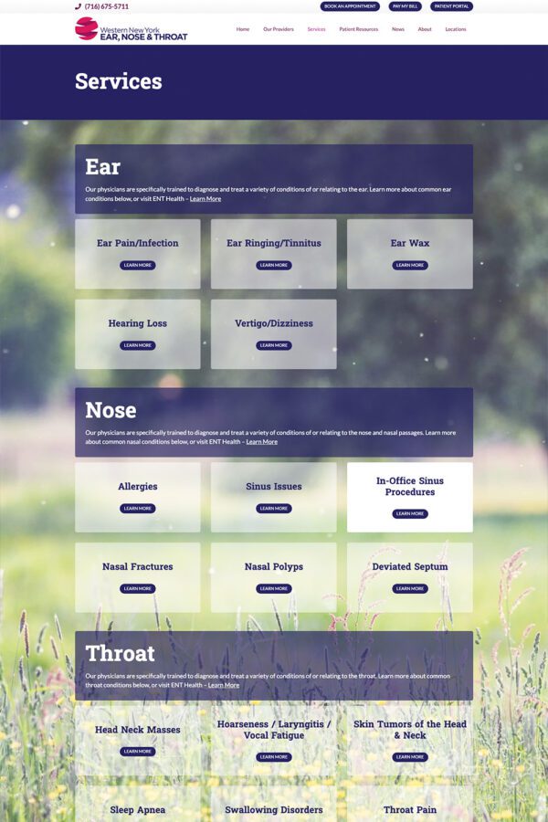 WNY Ear, Nose & Throat Website Design | Healthcare Website Development