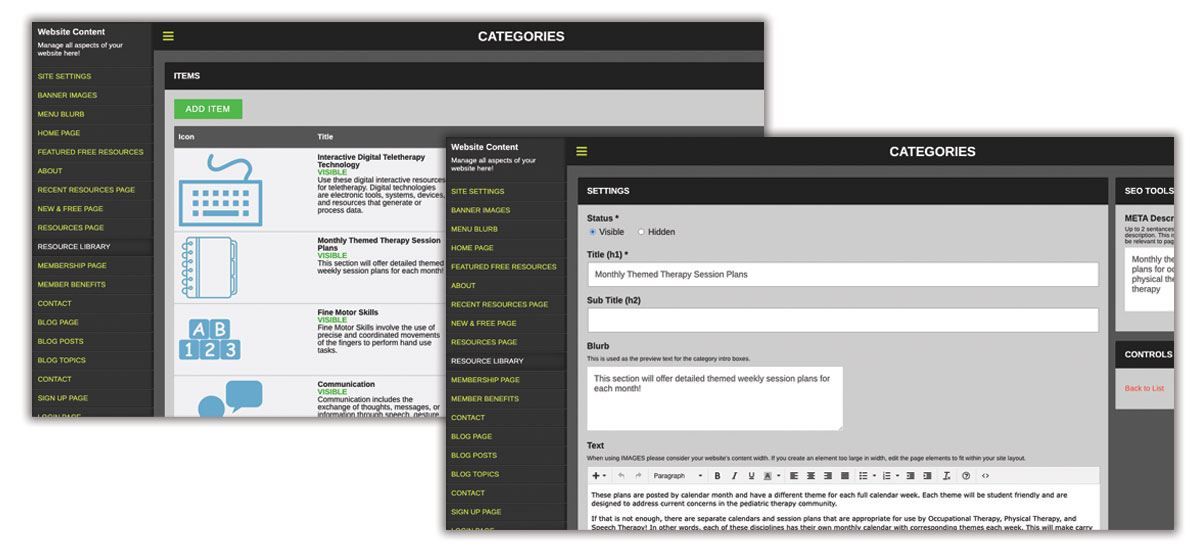 LM Panel Admin Screens