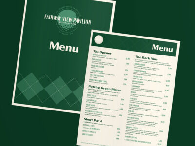 Fairway View Pavilion Restaurant Menu Design | Restaurant Graphic Design