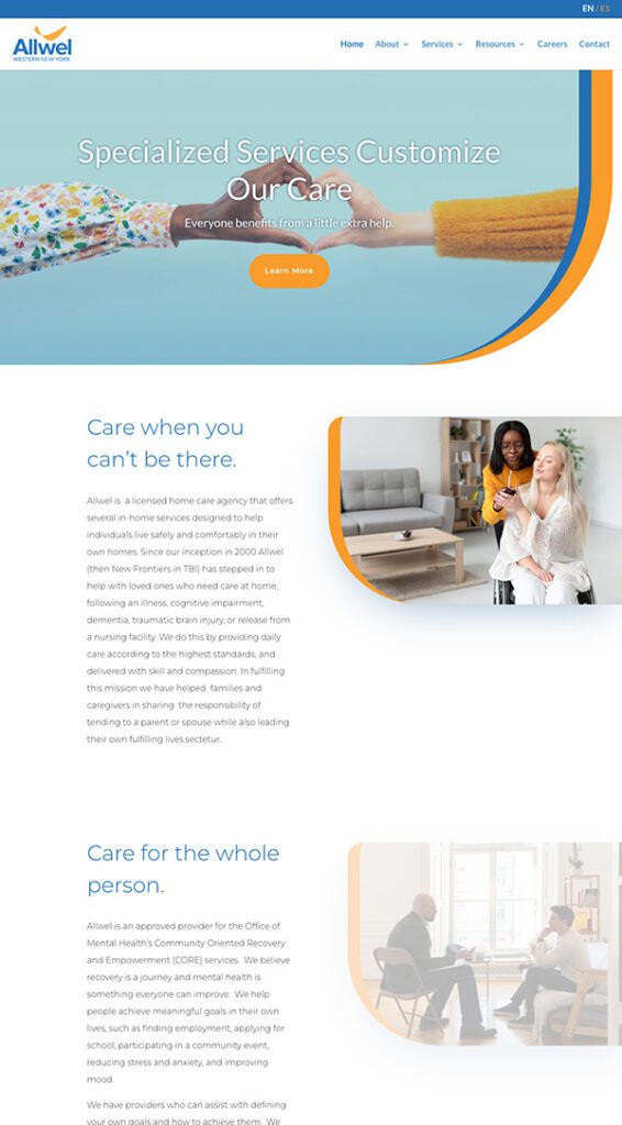 Allwel WNY Website | Home Care Web Design | Home Care Marketing