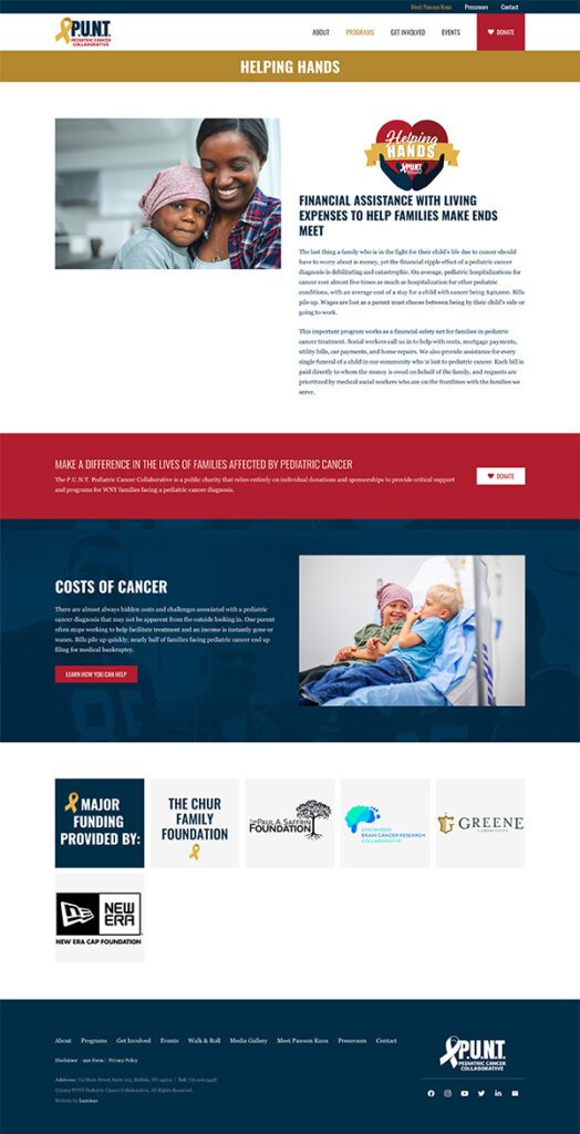 PUNT Pediatric Cancer Collaborative WordPress Website | Non-Profit Website Development