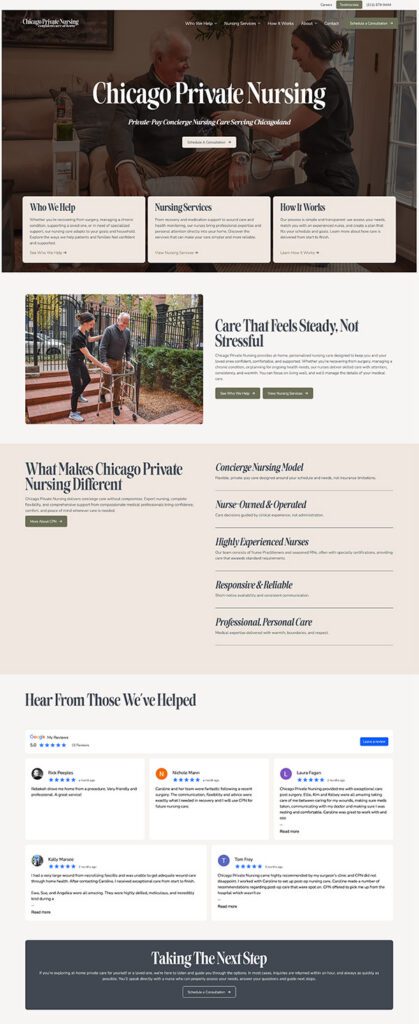 Chicago Private Nursing Website | Healthcare Website Design | Nursing Web Design