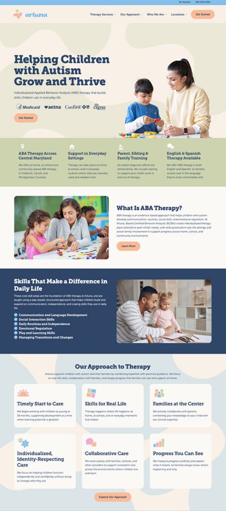 Arluna ABA Therapy Website | Healthcare Web Design